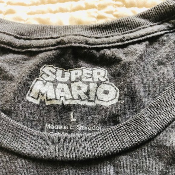 Super Mario Periodic Table Gray Graphic T-shirt Men's Large Luigi Toad Bowser - Picture 3 of 11